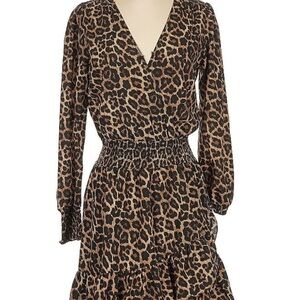Leopard Print V-Neck Dress